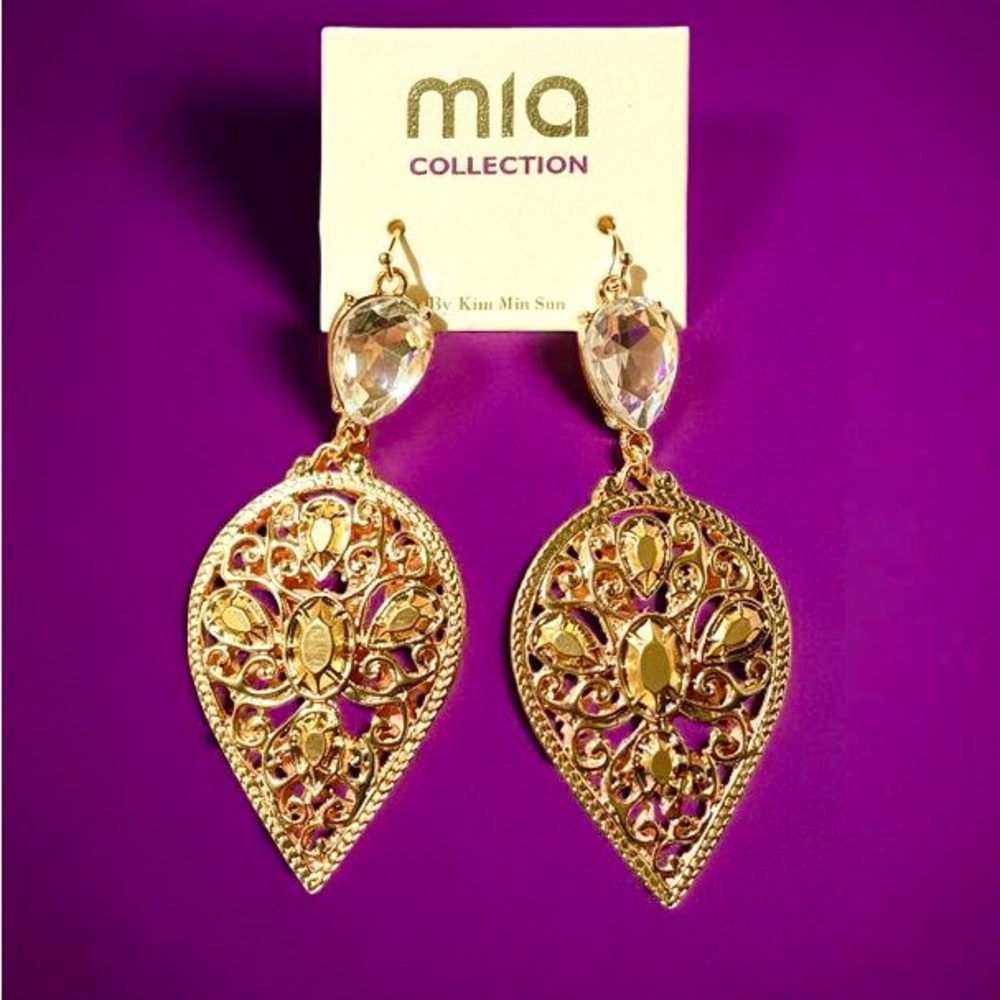 Gold Drop Earrings - Picture 5 of 5